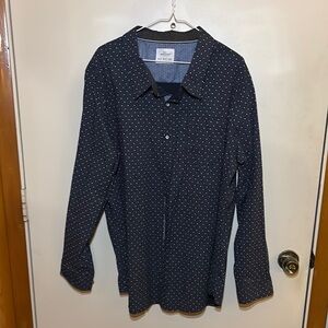 Men's Navy and white Casual Button Down Shirt